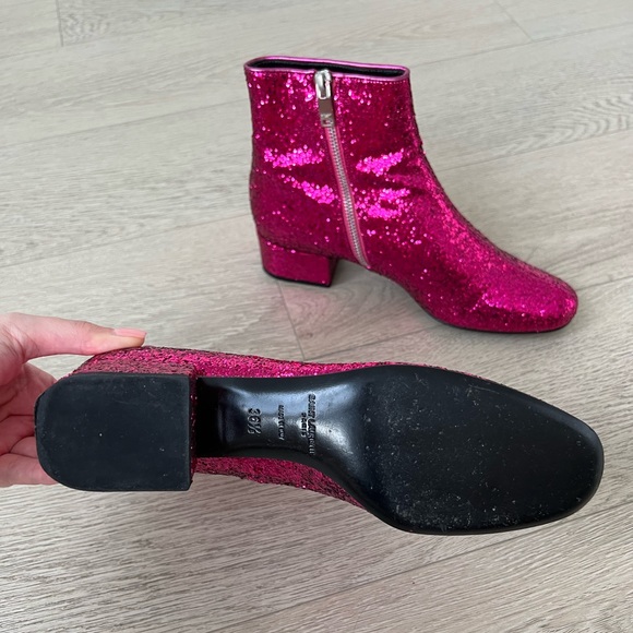 SAINT LAURENT RUNWAY 2014 PINK GLITTER BOOT HEDI SLIMANE ARCHIVE SZ 36.5 BABIES - Picture 3 of 11